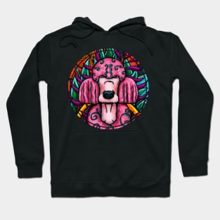 Fluffy pink poodle portrait with bright colors Hoodie